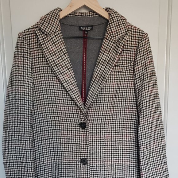 Topshop Oversized Double Breasted Plaid Overcoat in US 6 - Picture 1 of 7